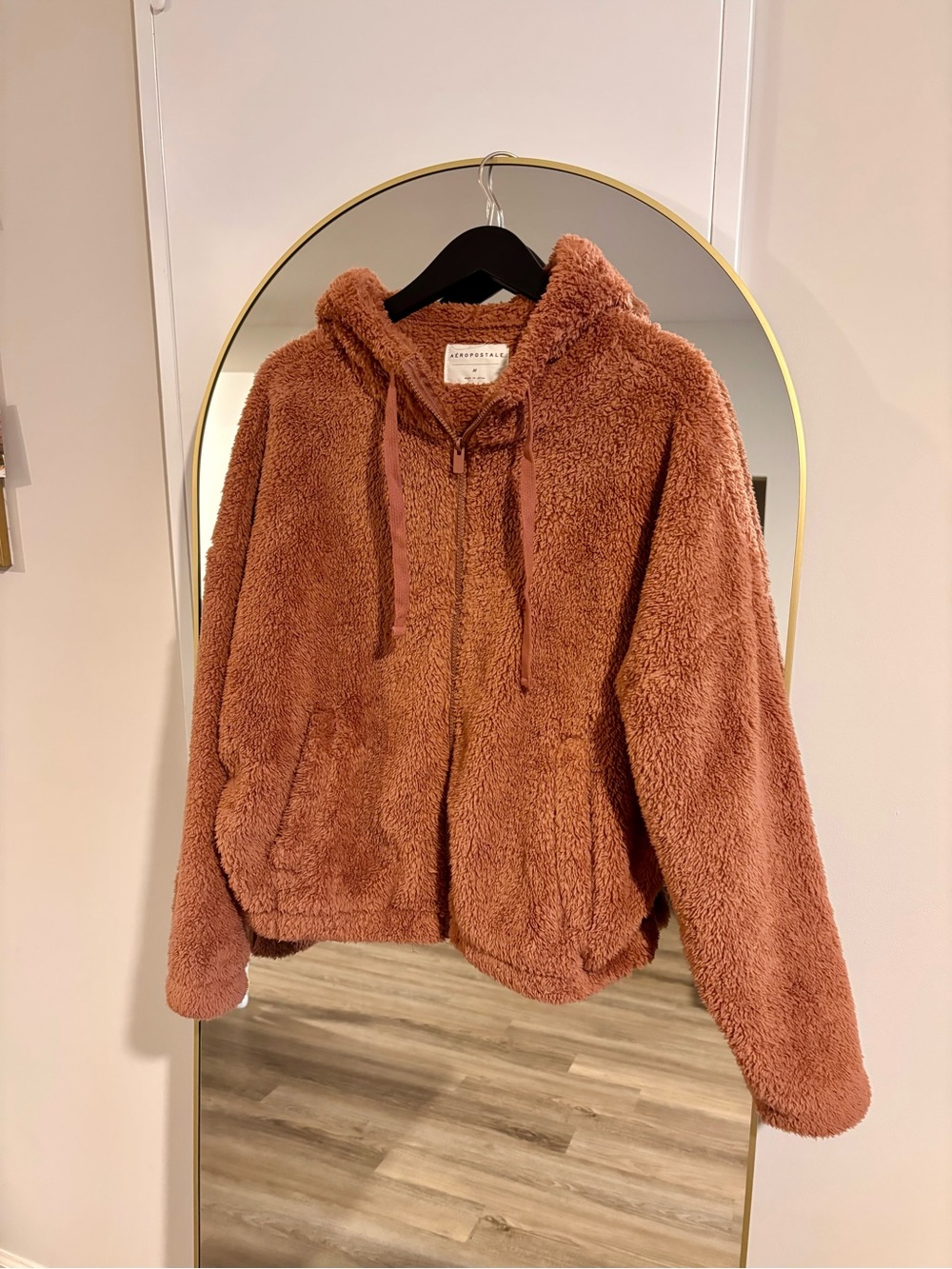Aeropostale Cozy Plush Zip-Up Hooded Jacket - Rust